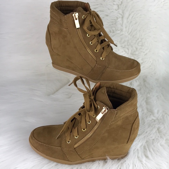 Lace Up Wedge Sneakers - Picture 4 of 7